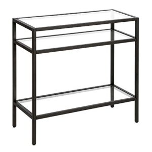 henn&hart 24" wide rectangular side table in blackened bronze, table for living room, bedroom