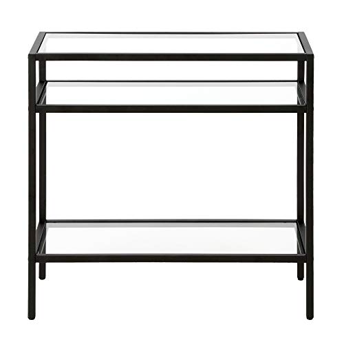 Henn&Hart 24" Wide Rectangular Side Table in Blackened Bronze, Table for Living Room, Bedroom