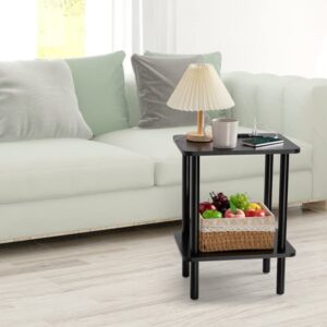 FORAOFUR End Table with Charging Station, Black Side Table with USB Ports and Outlets, Small Side Table Narrow Side Table for Living Room, Bedroom and Office, Small Nightstand with Charging Station