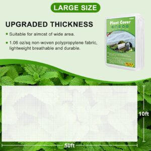 SOMXOY 10x50FT Plant Cover Freeze Protection 1.06 oz/yd² Thick Frost Cloth Blanket Plant Protector Reusable Floating Row Tree Covers for Garden Outdoor