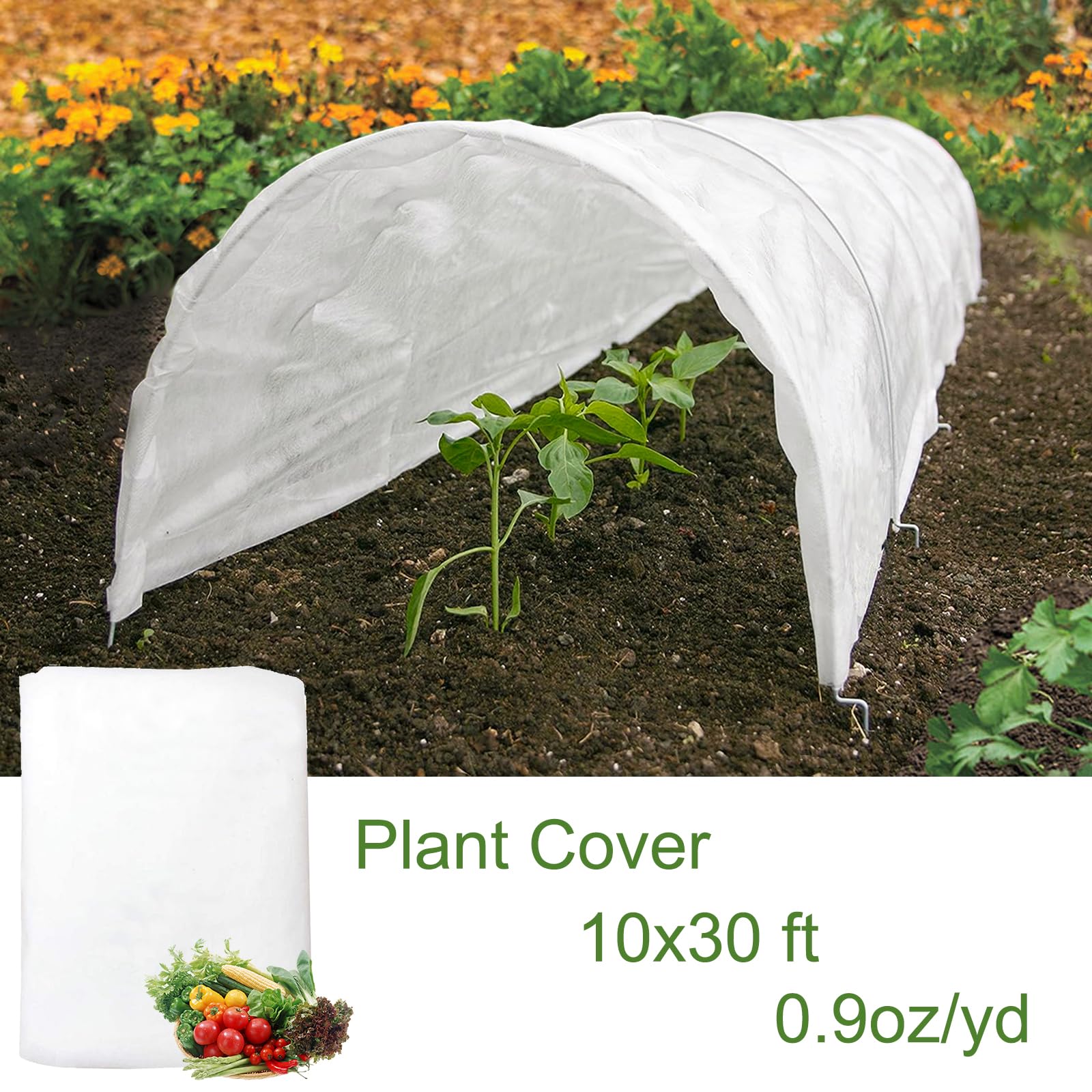 YARLANDSUN 10x30ft 0.9oz Floating Row Covers, Frost Plant Covers for Winter Freeze Protection, Blanket Plants Cloth Used in Outdoor Garden Raised Bed