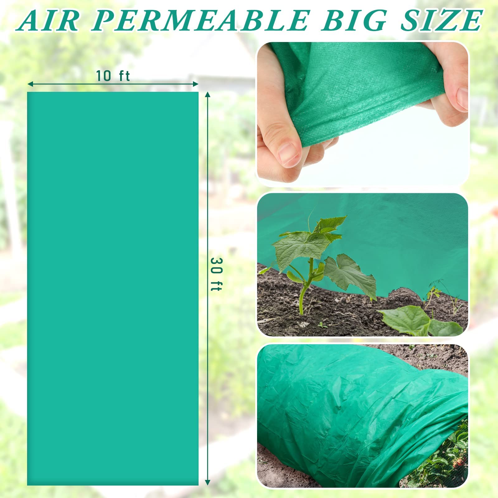 Kingdder Plant Covers Freeze Protection 10 ft x 30 ft Rectangular Frost Cloth Freeze Protection Plant Blanket Reusable Garden Fabric for Winter Vegetable Frost Sun Protection(2 Pieces)