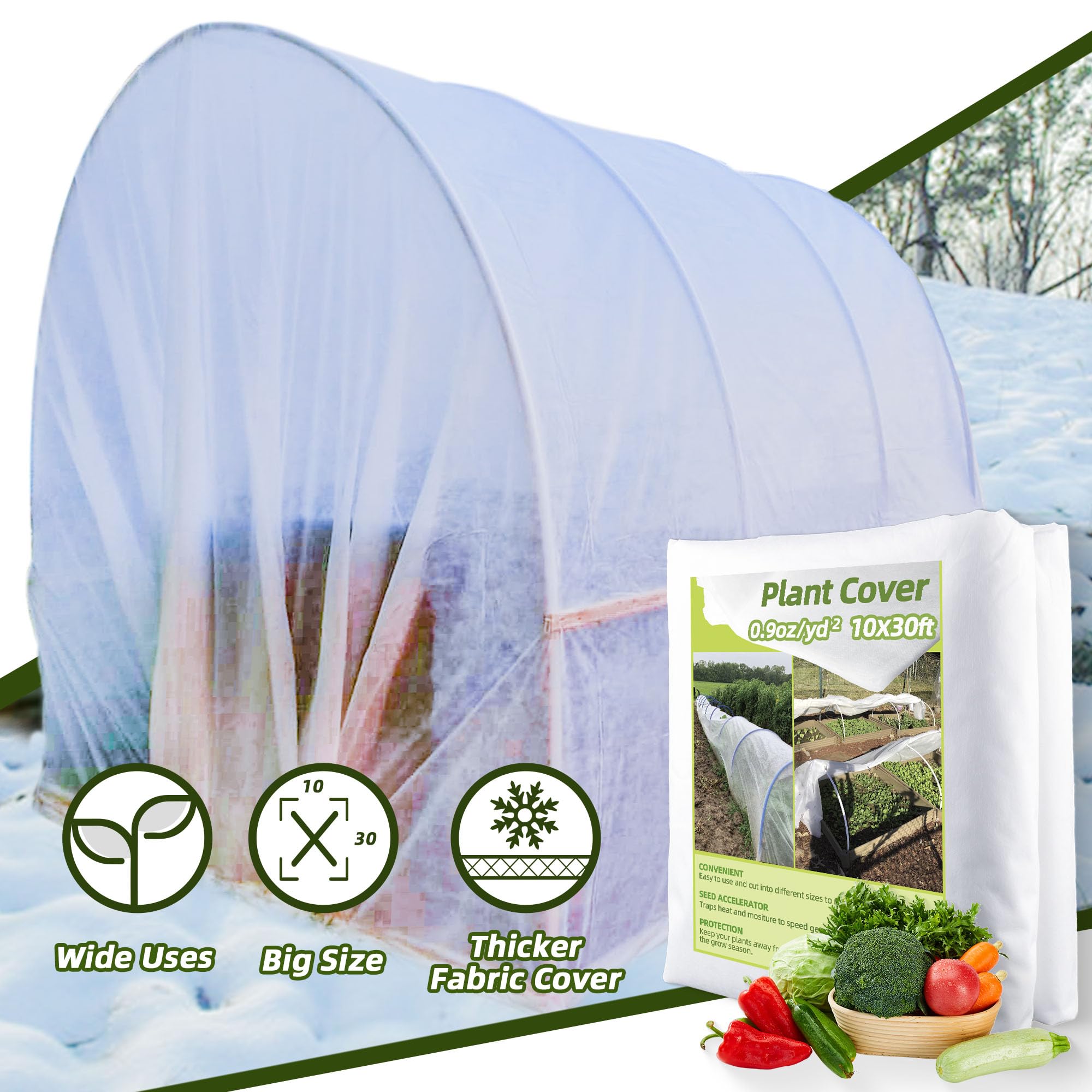 Plant Covers Freeze Protection 10x30ft Frost Cloth Blanket Floating Row Cover for Winter Protection 0.9 oz/yd²