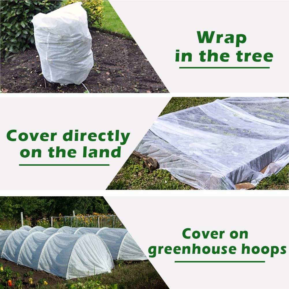 JUNKOGO Plant Freeze Protection Cover, 5x60ft Frost cloth winter garden blanket, floating row cover for cold weather and shade, perfect for outdoor vegetables, trees, greenhouse