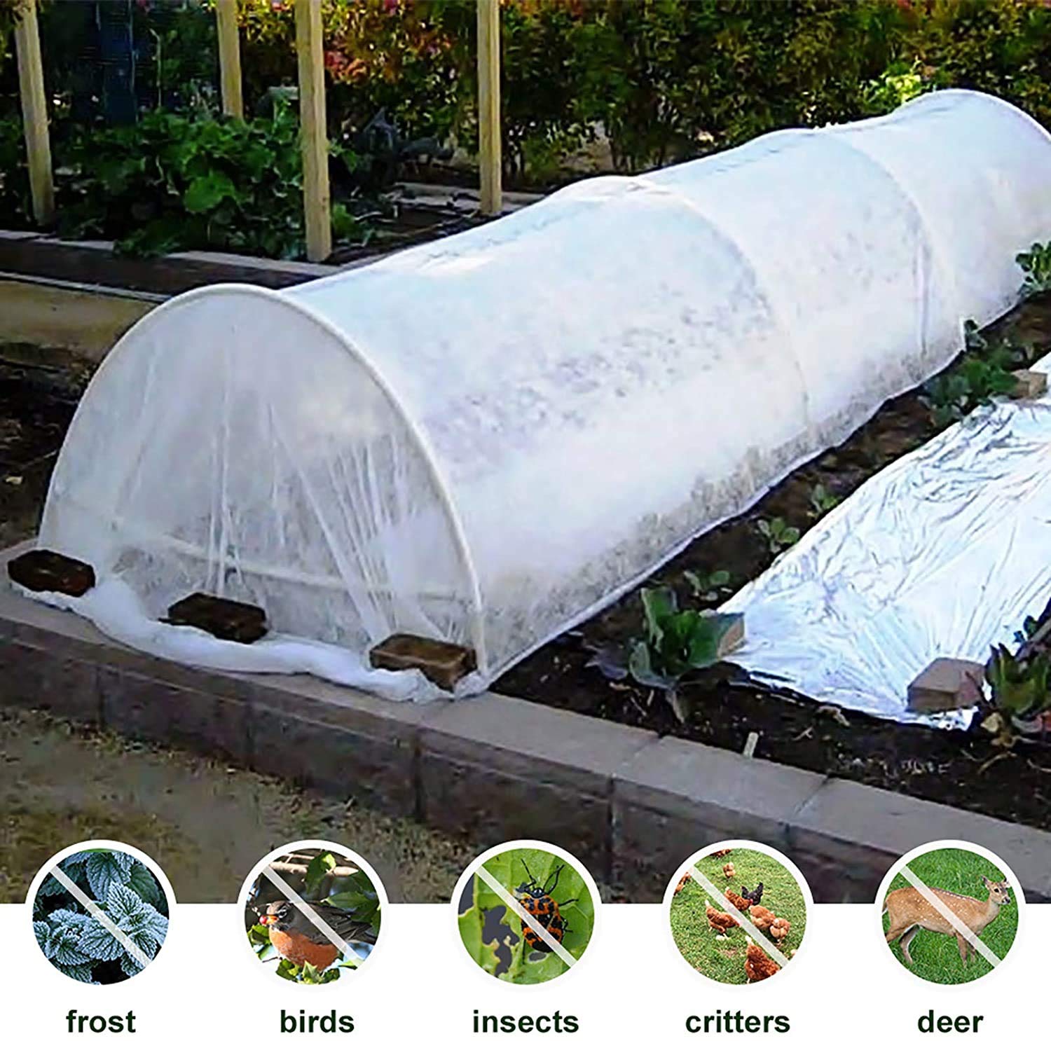 BGTOOL Garden Fabric Plant Cover Freeze Protection, Floating Row Cover 10ft×49ft Reusable Rectangle Frost Protection for Crop, Blanket for Vegetables & Plants for Preventing Cold Weather and Animal