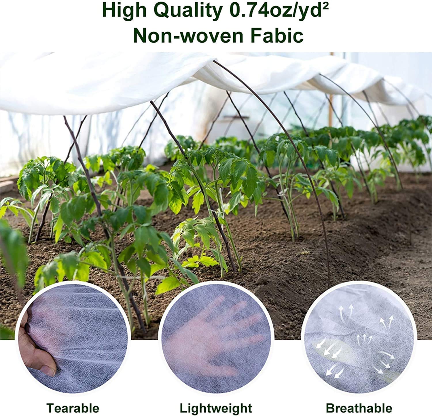 BGTOOL Garden Fabric Plant Cover Freeze Protection, Floating Row Cover 10ft×49ft Reusable Rectangle Frost Protection for Crop, Blanket for Vegetables & Plants for Preventing Cold Weather and Animal