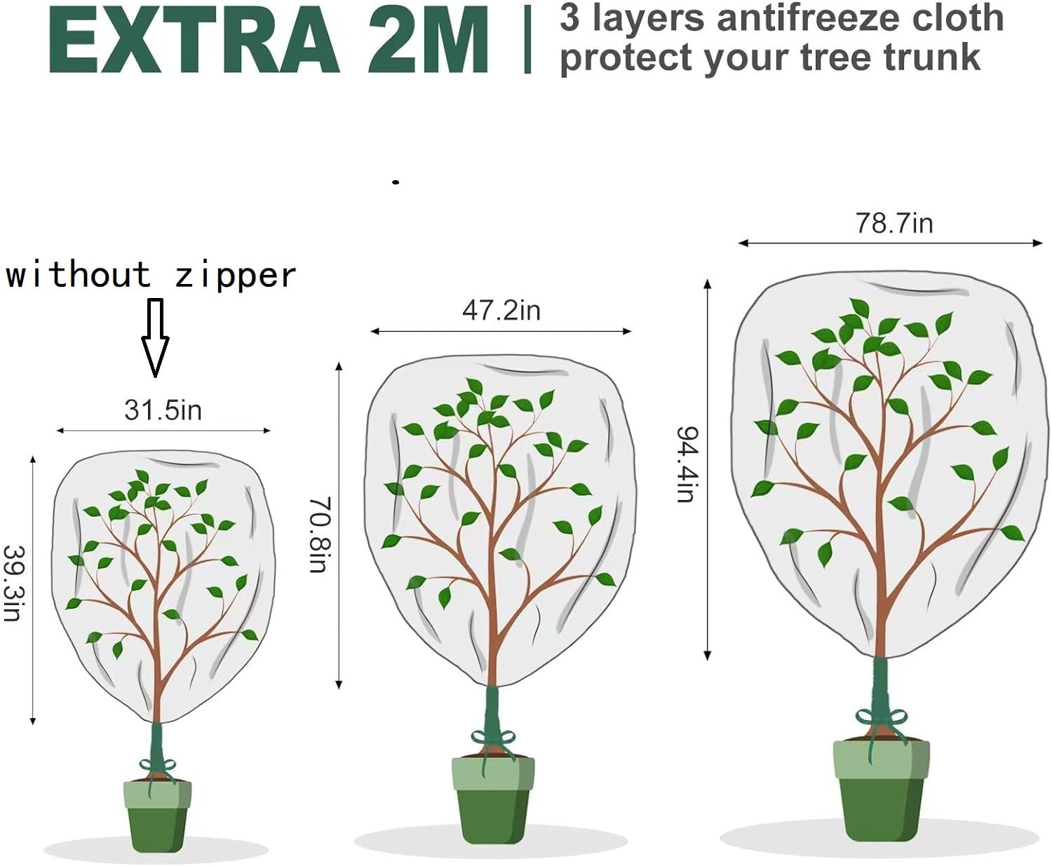 WOSCMI Plant Covers Freeze Protection 78.7" x 94.5"Large Frost Cloth for Plants Frost Blankets Tree Freeze Protection Winter Freezer Covers with Drawstring-2 Pack