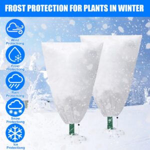 WOSCMI Plant Covers Freeze Protection 78.7" x 94.5"Large Frost Cloth for Plants Frost Blankets Tree Freeze Protection Winter Freezer Covers with Drawstring-2 Pack