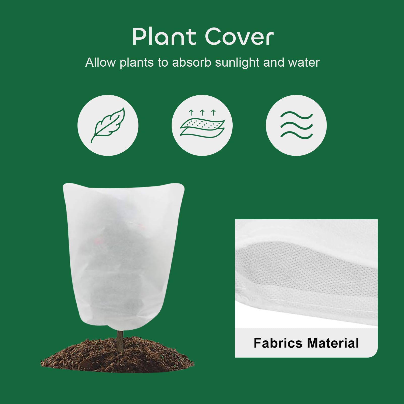 GROWNEER 3 Packs Plant Covers Freeze Protection 1.77 oz/yd², 39 x 39 Inches Frost Cloth with Drawstring, Shrub Jacket Winter Tree Cover for Cold Frost Freeze Bird Insect Prevention, White