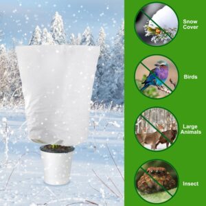 Alpurple 4 Packs Winter Drawstring Plant Covers-23.6 x 31.5 Inch Warm Plant Protection Cover Bags, Frost Cloth Blanket Protecting Fruit Tree Potted Plants from Freezing Animals Eating