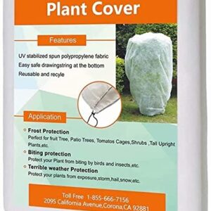 Agfabric Plant Covers Freeze Protection 72"x72"x12" 0.9oz Freeze Cloths for Plants,Plant Frost Protection Covers Drawstring Bags Shrub Jacket,White