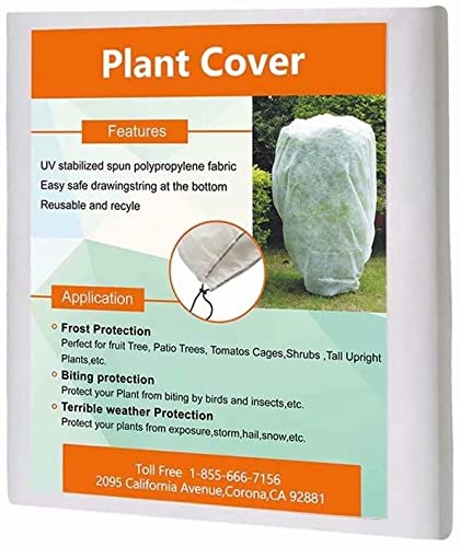 Agfabric Plant Covers Freeze Protection 72"x72"x12" 0.9oz Freeze Cloths for Plants,Plant Frost Protection Covers Drawstring Bags Shrub Jacket,White