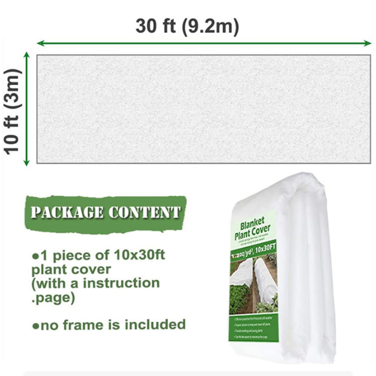 Plant Covers Freeze Protection, 1.2oz 10x30FT Frost Cloth Plant Freeze Protection, Plant Frost Blankets Covers for Outdoor Plants for Winter Cold Weather, Floating Row Cover for Vegetables