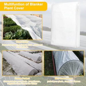 10 X 30FT Plant Covers Freeze Protection, White Nonwoven Fabric Frost Blankets for Outdoor Plants with 20Pcs Stainless Steel Clips, Plant Covers for Winter Greenhouse Frost Sun Shade Protection