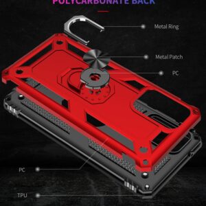 for Samsung A52 Case, Galaxy A52 Case with HD Screen Protector, Military-Grade Ring Holder Kickstand Car Mount 15ft Drop Tested Shockproof Cover Phone Case for Samsung Galaxy A52, Red