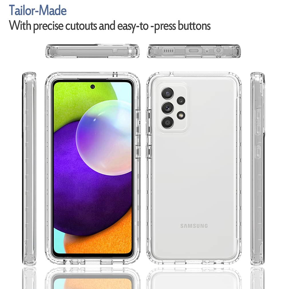 Tothedu Case for Galaxy A52 5G/Galaxy A52 4G, Samsung A52 5G Case for Girls Women, Clear Full Body Protective Shockproof Hard PC Shell Soft TPU Bumper Cover Cases for Samsung Galaxy A52 5G (Clear)