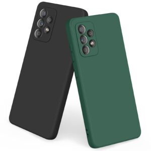 Vanjua [2 Pack] for Samsung Galaxy A52 Case, Galaxy A52s 5G Case, Stylish Silicone Slim Full-Body Protective Cover for Galaxy A52 / A52s Phone Case (Black+Dark Green)