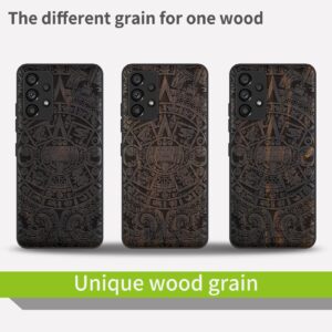 Carveit Wood Case for Samsung Galaxy A52 5G & 4G Case [Natural Wood & Black Soft TPU] Shockproof Protective Cover Unique Wooden Case Compatible with Galaxy A52s 5G Case (Mayan Symbols-Blackwood)