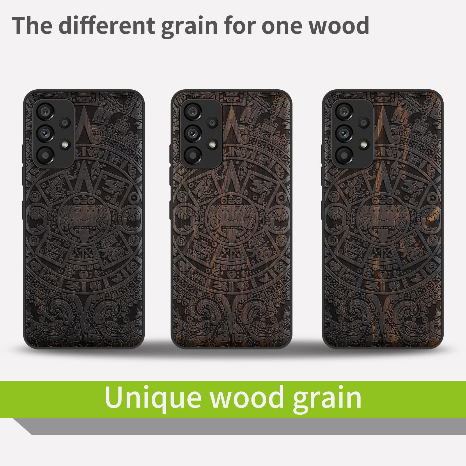 Carveit Wood Case for Samsung Galaxy A52 5G & 4G Case [Natural Wood & Black Soft TPU] Shockproof Protective Cover Unique Wooden Case Compatible with Galaxy A52s 5G Case (Mayan Symbols-Blackwood)