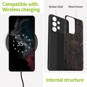 Carveit Wood Case for Samsung Galaxy A52 5G & 4G Case [Natural Wood & Black Soft TPU] Shockproof Protective Cover Unique Wooden Case Compatible with Galaxy A52s 5G Case (Mayan Symbols-Blackwood)