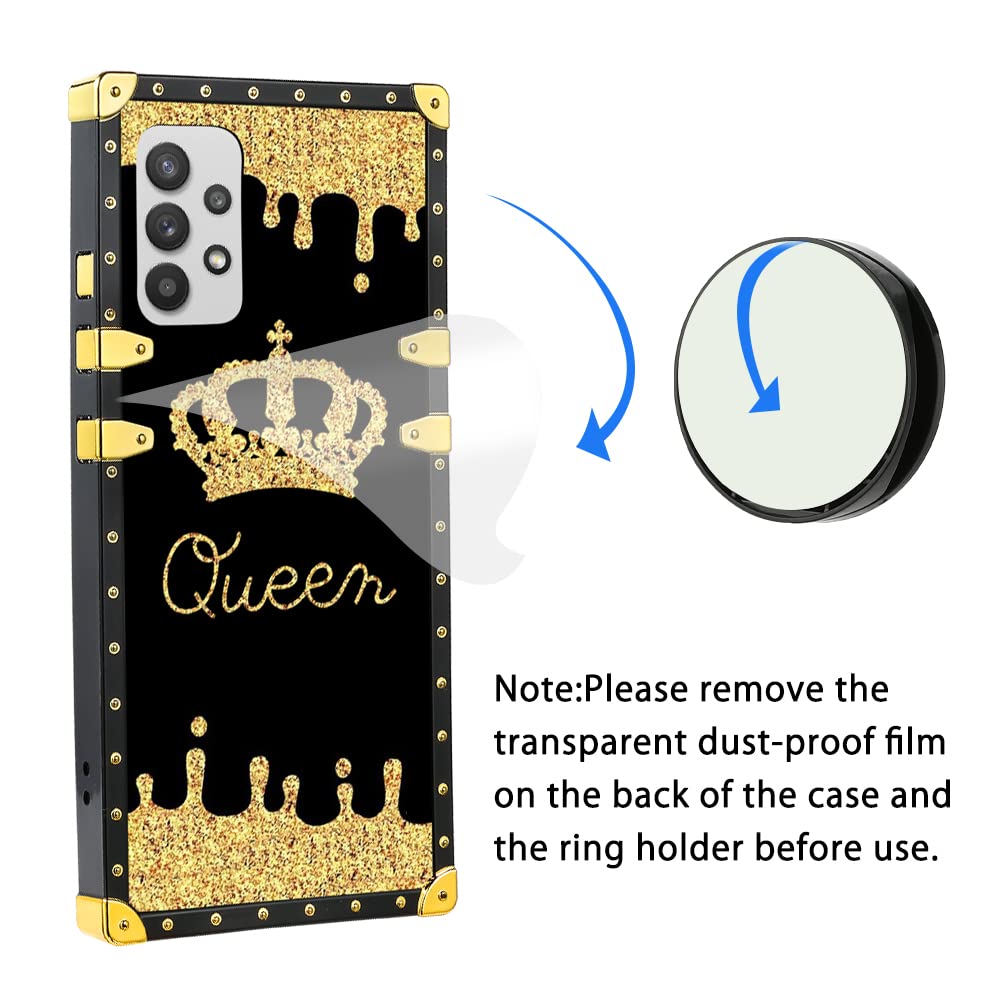 LSL Compatible with Samsung Galaxy A52 5G Phone Case, Queen Golden Crown Luxury TPU Plating Corner Shockproof Protection Cover for Women Girls, for Samsung Galaxy A52 5G