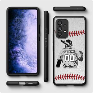 Personalized Baseball vs Name Number US Flag Decor Rubber Cover Phone Case for Samsung Galaxy A15/A25/A14/A54/A53/A03S/A02S/A12/A13/A32/A42/A51/A52/A71 Custom Baseball Phone case (Baseball batter)