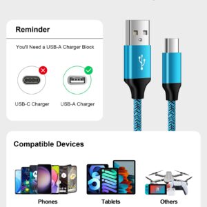 USB C Charger Cable 5Pack(1.5/1.5/3/3/6FT) Braided USB to Type C Chord Fast Charging Cord Android Phone USBC Wire for Samsung Galaxy A52 A14 A03s S23 S22 S21 S10 S9 S8 Plus Note10/9/8, Pixel, Moto, LG