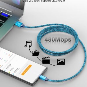 USB C Charger Cable 5Pack(1.5/1.5/3/3/6FT) Braided USB to Type C Chord Fast Charging Cord Android Phone USBC Wire for Samsung Galaxy A52 A14 A03s S23 S22 S21 S10 S9 S8 Plus Note10/9/8, Pixel, Moto, LG