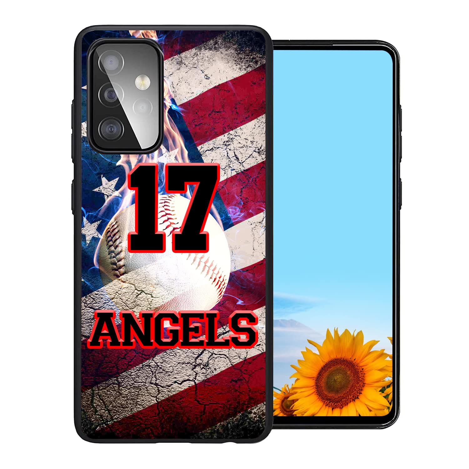 Personalized Name Number Custom Baseball vs America Flag Phone case for Samsung Galaxy A15/A25/A14/A54/A53 5G/A03S/ A02S /A10E /A10/ A12/ A13/ A32/ A33/ A42/ A50 /A51/ A52/ A71 4G 5G (RED)