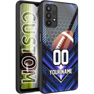 personalized football vs name number america flag decor rubber cover phone case for samsung galaxy a15/a25/a14/a5a53/a03s/a02s/a12/a13/a32/a42/a51/a52/a71 custom football phone case (navy neon lights)