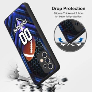 Personalized Football vs Name Number America Flag Decor Rubber Cover Phone Case for Samsung Galaxy A15/A25/A14/A5A53/A03S/A02S/A12/A13/A32/A42/A51/A52/A71 Custom Football Phone Case (Navy Neon lights)