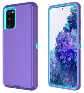 annymall cover for galaxy s20 fe 5g case for samsung s20 fe heavy duty case with screen protector for women men rugged shockproof cover for samsung galaxy s20 fe 5g 6.5 inch (purple/sky blue)