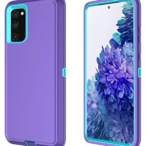 Annymall Cover for Galaxy S20 FE 5G Case for Samsung S20 FE Heavy Duty Case with Screen Protector for Women Men Rugged Shockproof Cover for Samsung Galaxy S20 FE 5G 6.5 inch (Purple/Sky Blue)