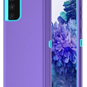 Annymall Cover for Galaxy S20 FE 5G Case for Samsung S20 FE Heavy Duty Case with Screen Protector for Women Men Rugged Shockproof Cover for Samsung Galaxy S20 FE 5G 6.5 inch (Purple/Sky Blue)