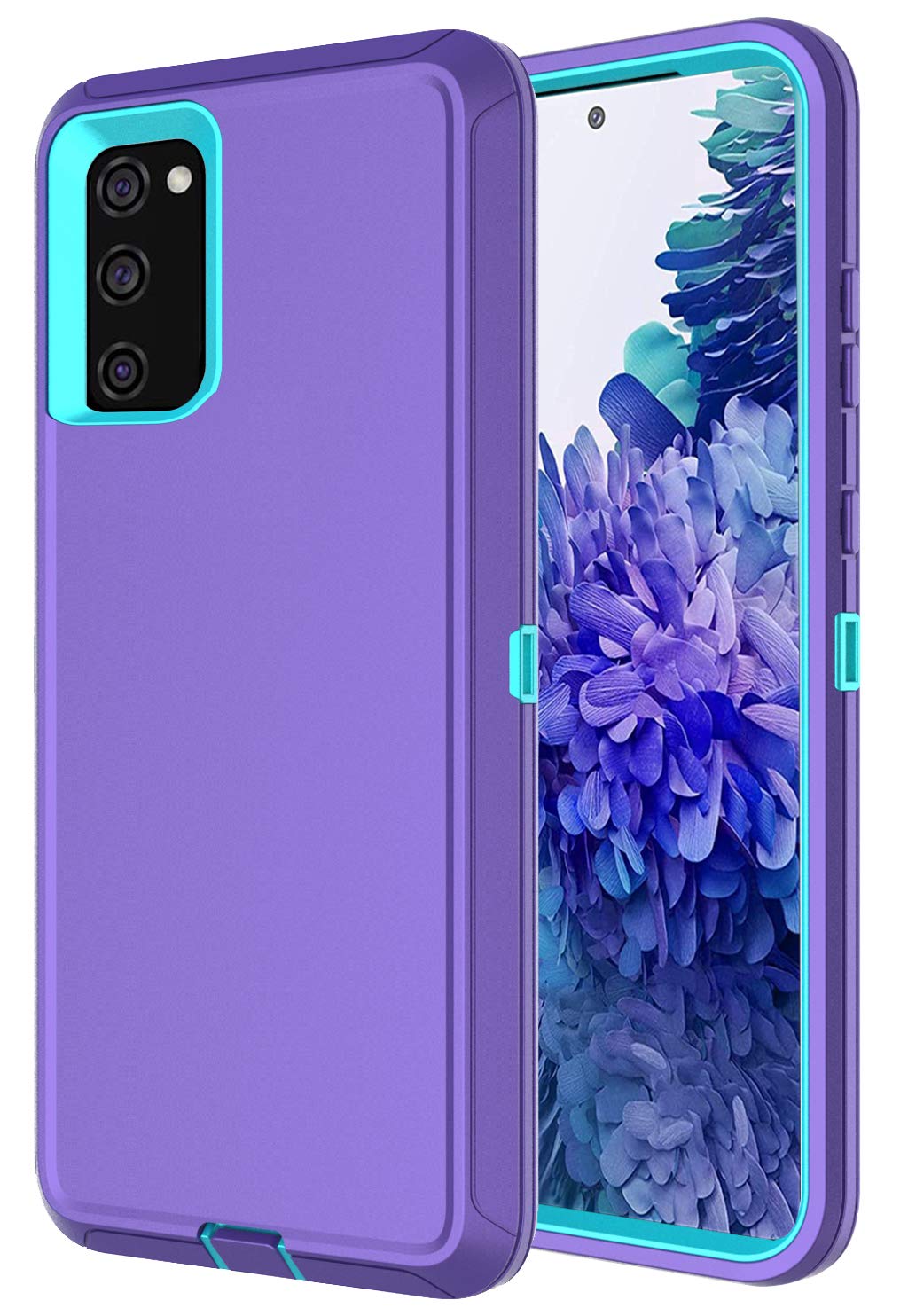 Annymall Cover for Galaxy S20 FE 5G Case for Samsung S20 FE Heavy Duty Case with Screen Protector for Women Men Rugged Shockproof Cover for Samsung Galaxy S20 FE 5G 6.5 inch (Purple/Sky Blue)