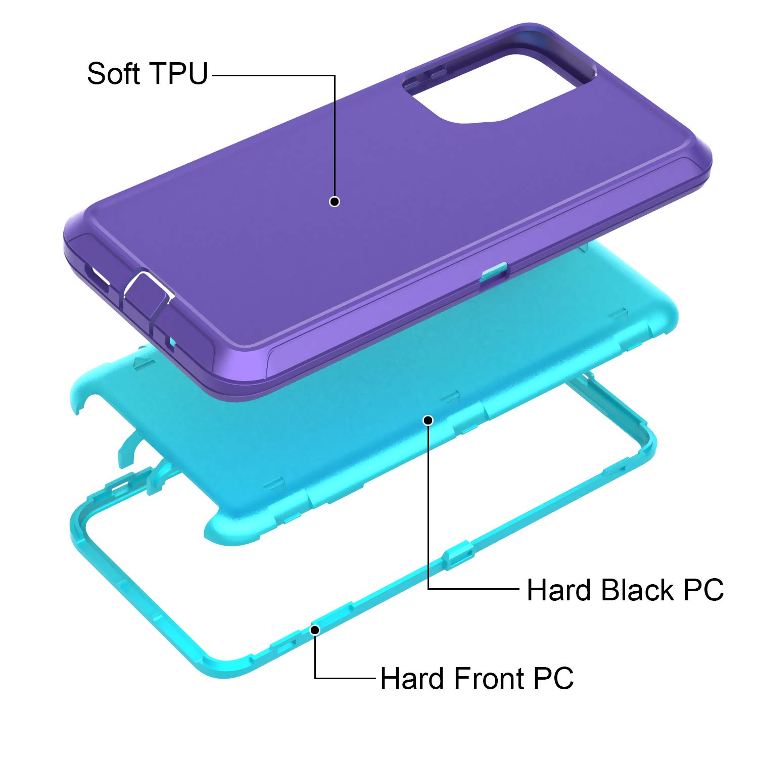 Annymall Cover for Galaxy S20 FE 5G Case for Samsung S20 FE Heavy Duty Case with Screen Protector for Women Men Rugged Shockproof Cover for Samsung Galaxy S20 FE 5G 6.5 inch (Purple/Sky Blue)