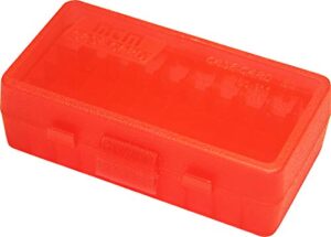 mtm 50 round flip-top ammo box 380/9mm cal (clear red)