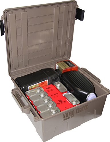 MTM ACR8-72 Ammo Crate Utility Box | Ammo, Survival or Hunting Gear Storage | O-Ring Seal for Water Resistant Dry Storage | Double Padlock tapped for Security | Carries 85lbs of Gear | Dark Earth