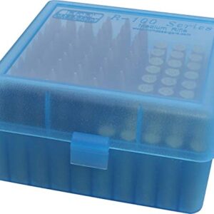 MTM 100 Round Flip-Top Rifle Ammo Box 22-25, 308 W, Blue,3.05-Inch