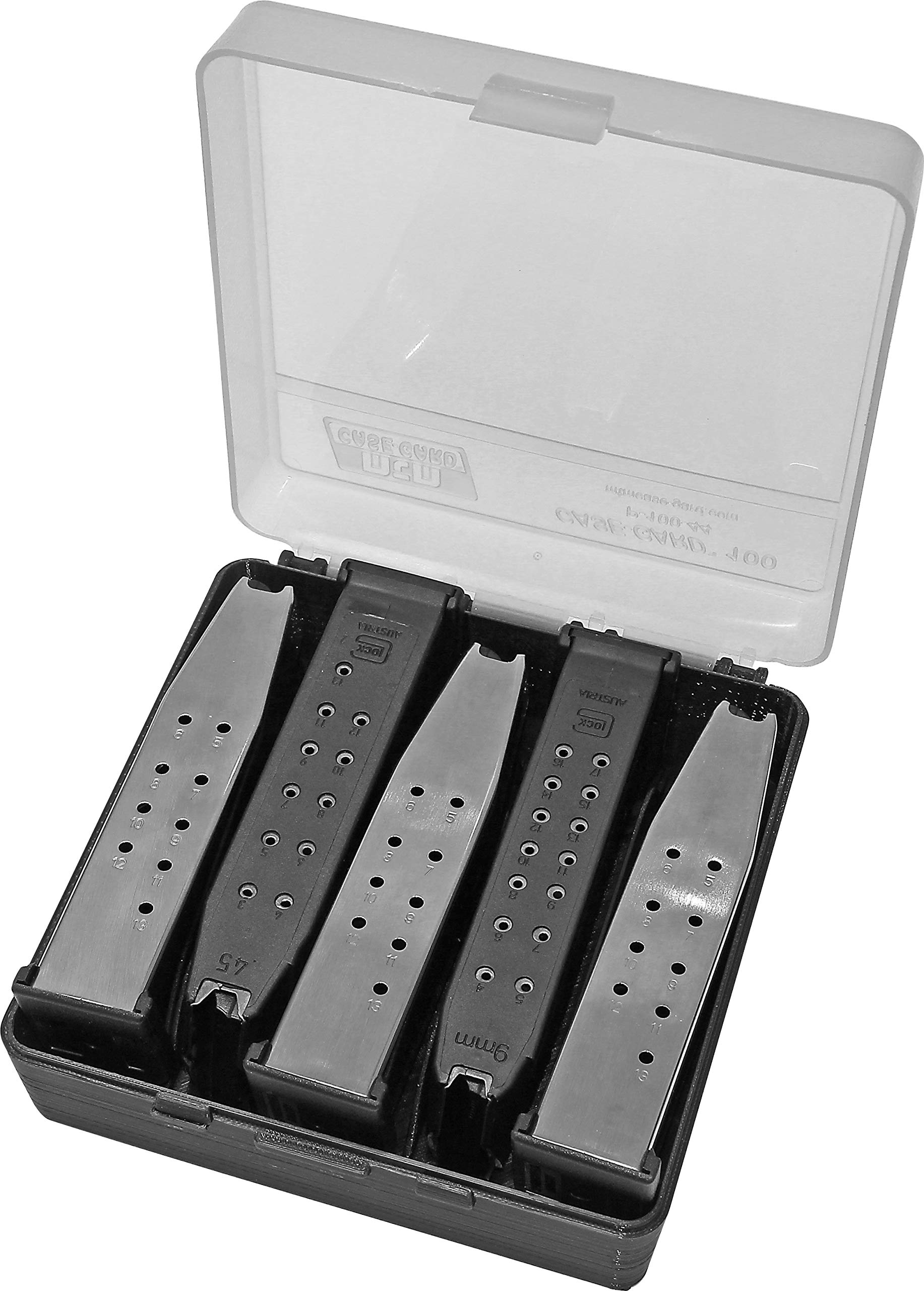 MTM PMC5 Compact Handgun Magazine Case, Holds 5 Double-Stack Magazines, USA Made, Clear Smoke