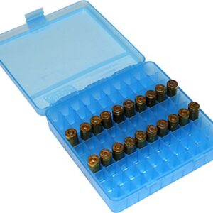 MTM 100 Round Flip-Top Ammo Box 40/45/10MM Cal (Clear Blue)