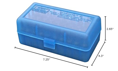 MTM 50 Round Flip-Top Rifle Ammo Box WSSM, 500 S&W (Clear Blue) , 2.46-Inch