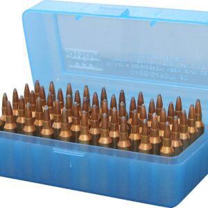 MTM 50 Round Flip-Top Rifle Ammo Box WSSM, 500 S&W (Clear Blue) , 2.46-Inch