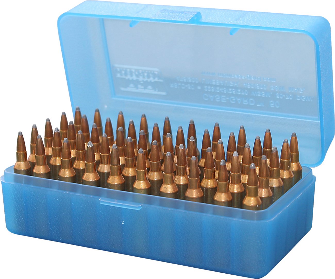 MTM 50 Round Flip-Top Rifle Ammo Box WSSM, 500 S&W (Clear Blue) , 2.46-Inch