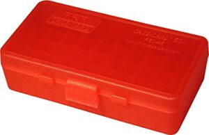 mtm 40/45/10mm cal 50 round flip-top ammo box, red