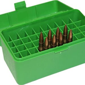 MTM 50 Round Flip-Top Rifle Ammo Box 270 Win 280 Rem 30-06, Green