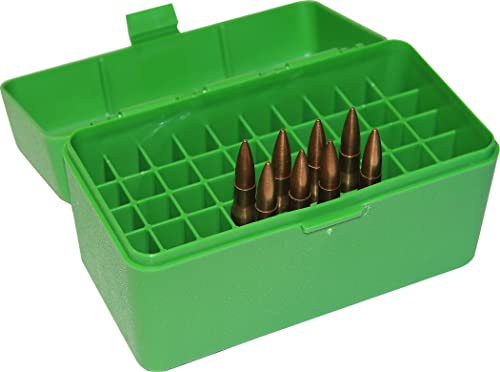 MTM 50 Round Flip-Top Rifle Ammo Box 270 Win 280 Rem 30-06, Green