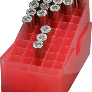 MTM E50-38-29 Slip-Top Ammo Box 50 Round Square Hole 38-357, USA Made, Clear Red