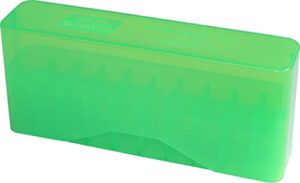 mtm 20 round slip-top rifle ammo box (mld, clear green)