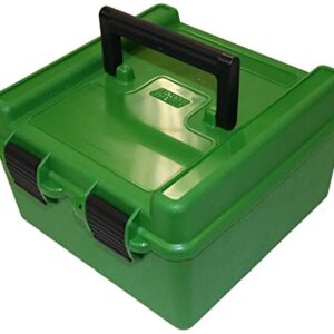 MTM R-100-10 Deluxe Ammo Box 100 Round | Fits 22-250 243 270 308 Win 30-06 | Includes Adjustable Inner Trays | Made of Polypropylene | USA Made | Green